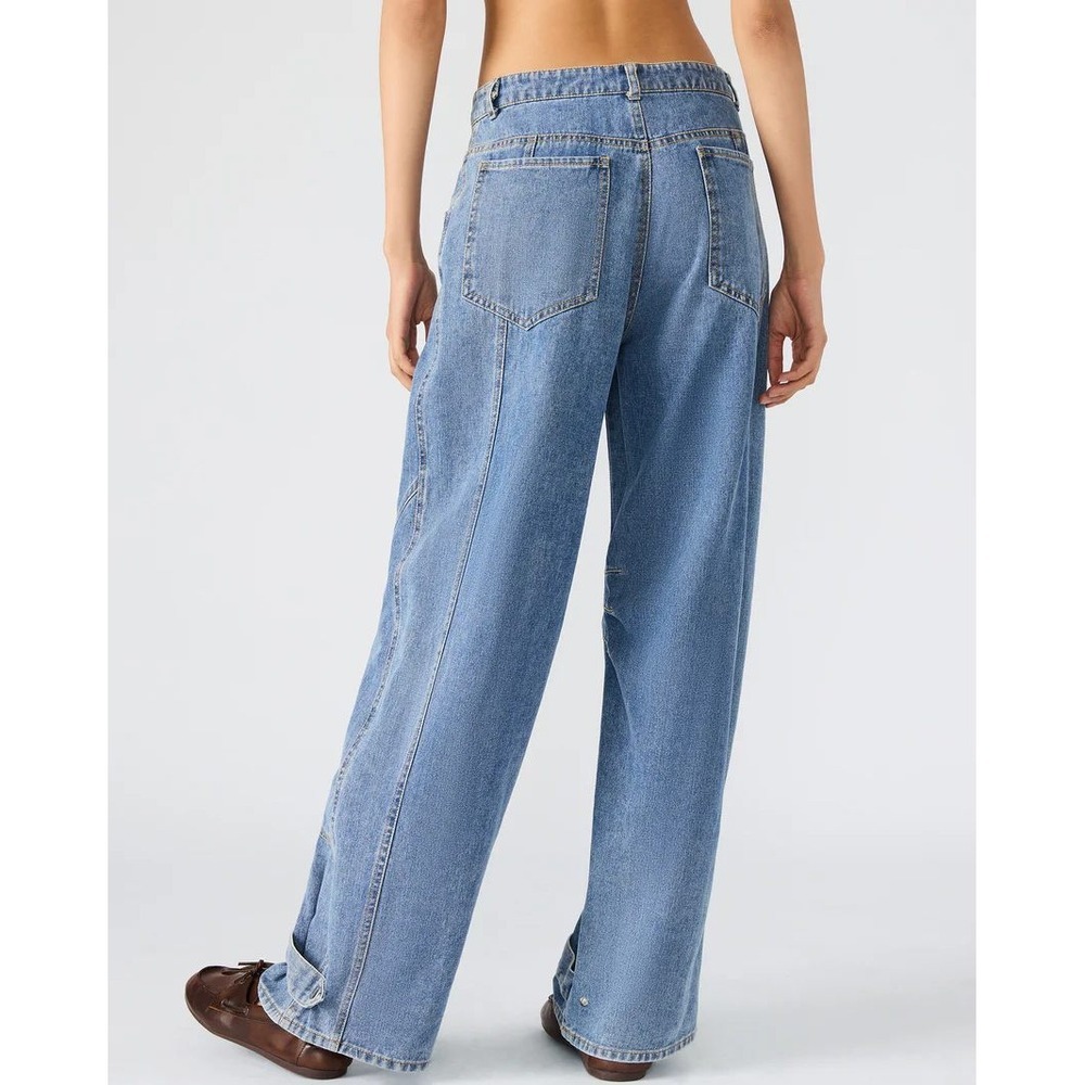 Steve Madden Tre Jean Women Forever Blue Excellent Wide Leg Seam Detail Denim - Picture 2 of 6